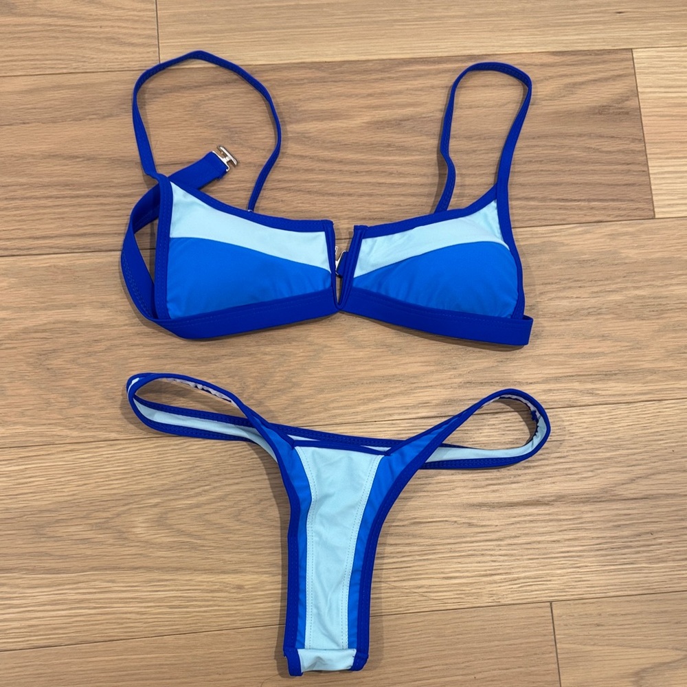 Blue Two-Tone Bikini Set - Women's Swim